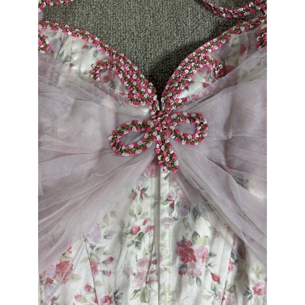 Lace Made Floral Corset Dress NWT Size XL Pink Rose Tulle Coquette Cottagecore - Picture 3 of 9